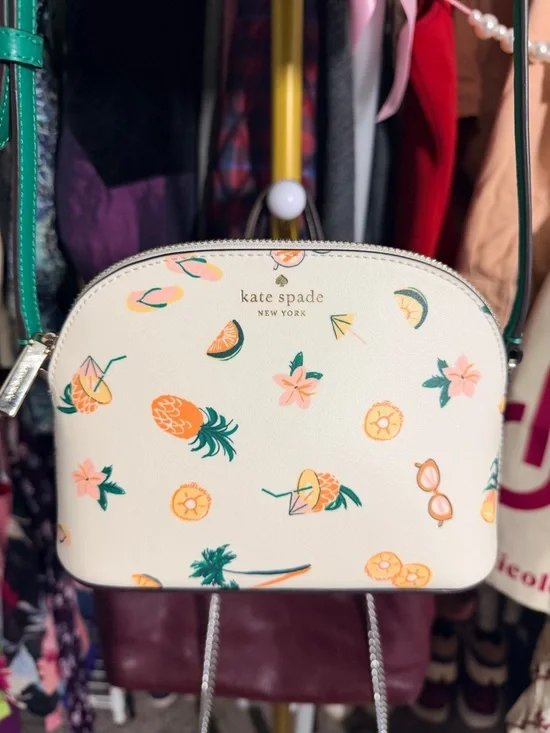 kate spade Cream Tropical Pool Party toss multi small dome Crossbody 960 L38 - Picture 2 of 11